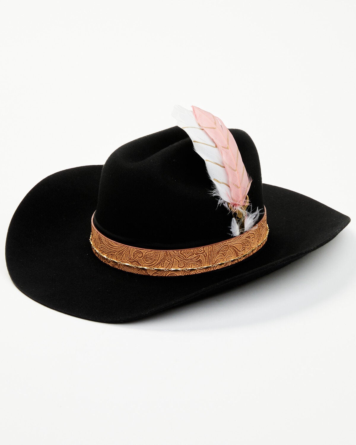 Shyanne Women's Feathered Cowboy Hat, Black, hi-res