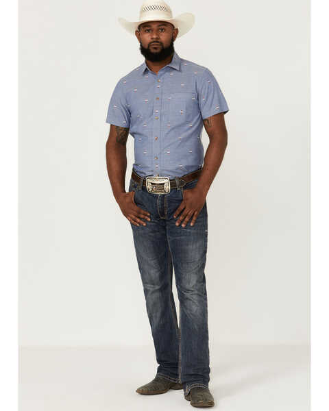 Image #2 - Pendleton Men's Carson Chambray Dobby Short Sleeve Button Down Western Shirt , Blue, hi-res