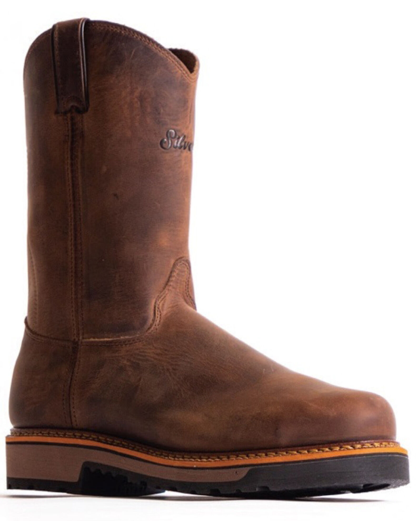 Image #1 - Silverado Men's 10" Western Work Boots - Soft Toe, Brown, hi-res