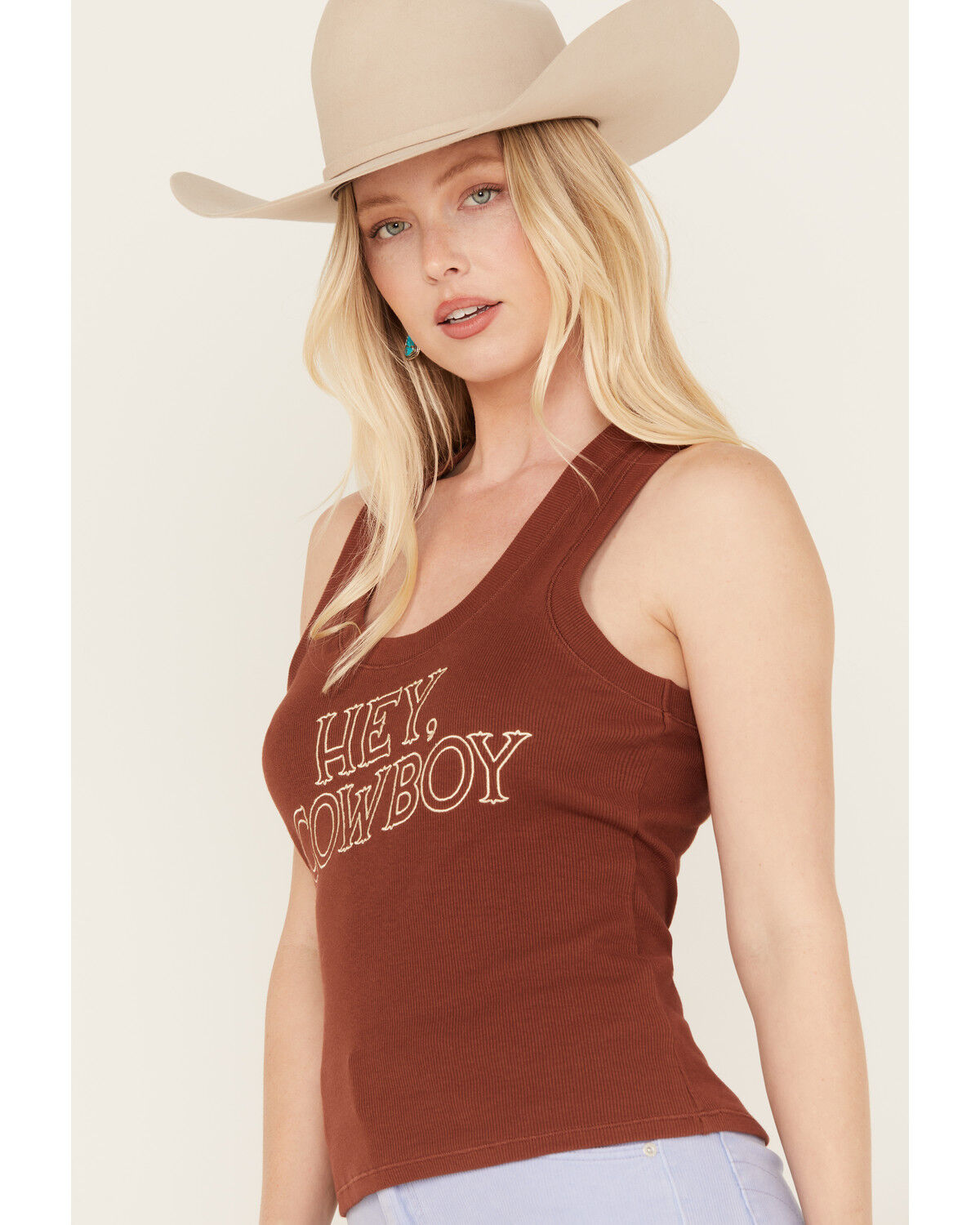 Image #2 - White Crow Women's Hey Cowboy Ribbed Graphic Tank, Rust Copper, hi-res