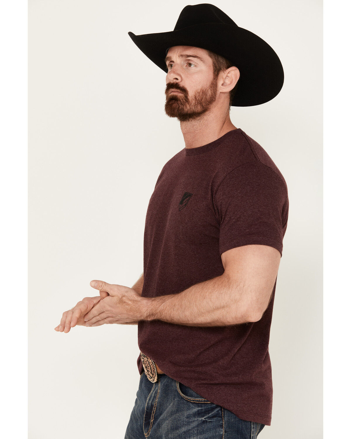 Image #2 - RANK 45® Men's Bedford American Flag Short Sleeve T-Shirt, Wine, hi-res