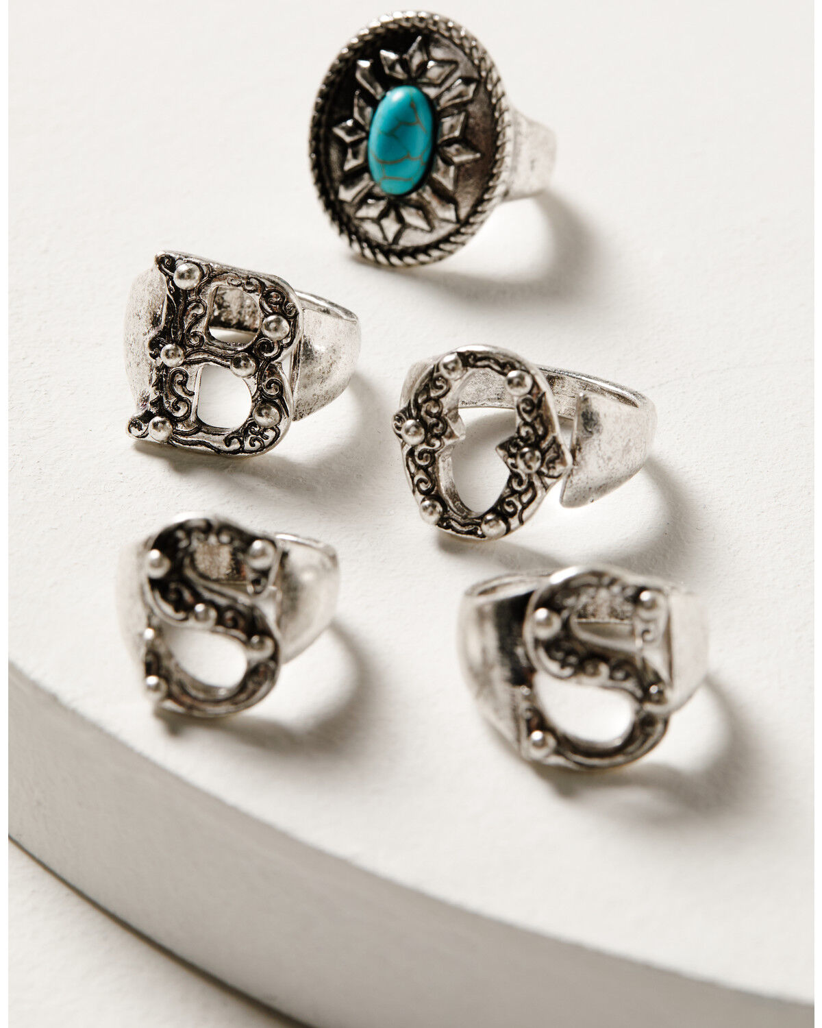 Image #1 - Idyllwind Women's Antique Boss Spell Out Ring Set - 5-Piece, Silver, hi-res