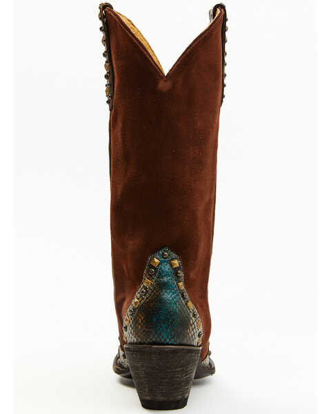 Image #5 - Idyllwind Women's Leap Snake Suede Leather Western Boots - Snip Toe , Brown, hi-res