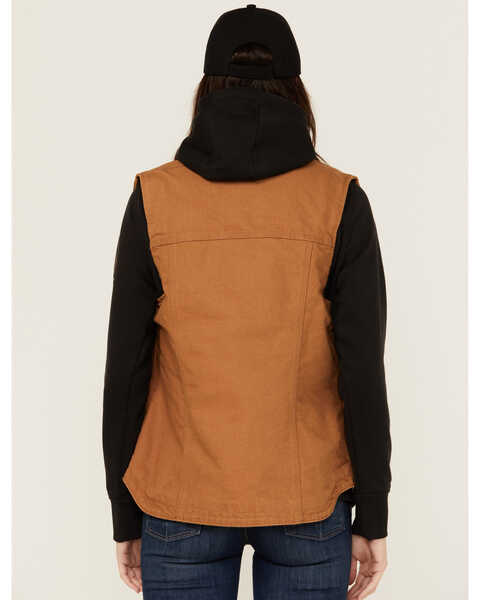 Image #4 - Carhartt Women's Washed Duck Sherpa Lined Vest , Brown, hi-res