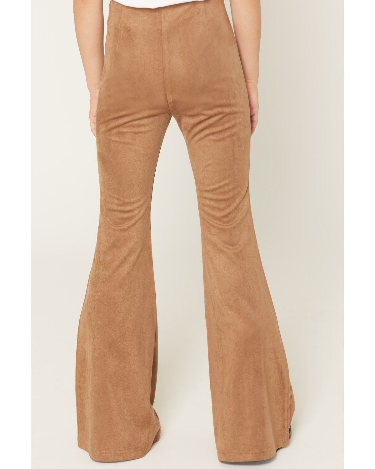 Image #4 - Shyanne Girls' Studded Side Seam Faux Suede Flare Pants, Coffee, hi-res