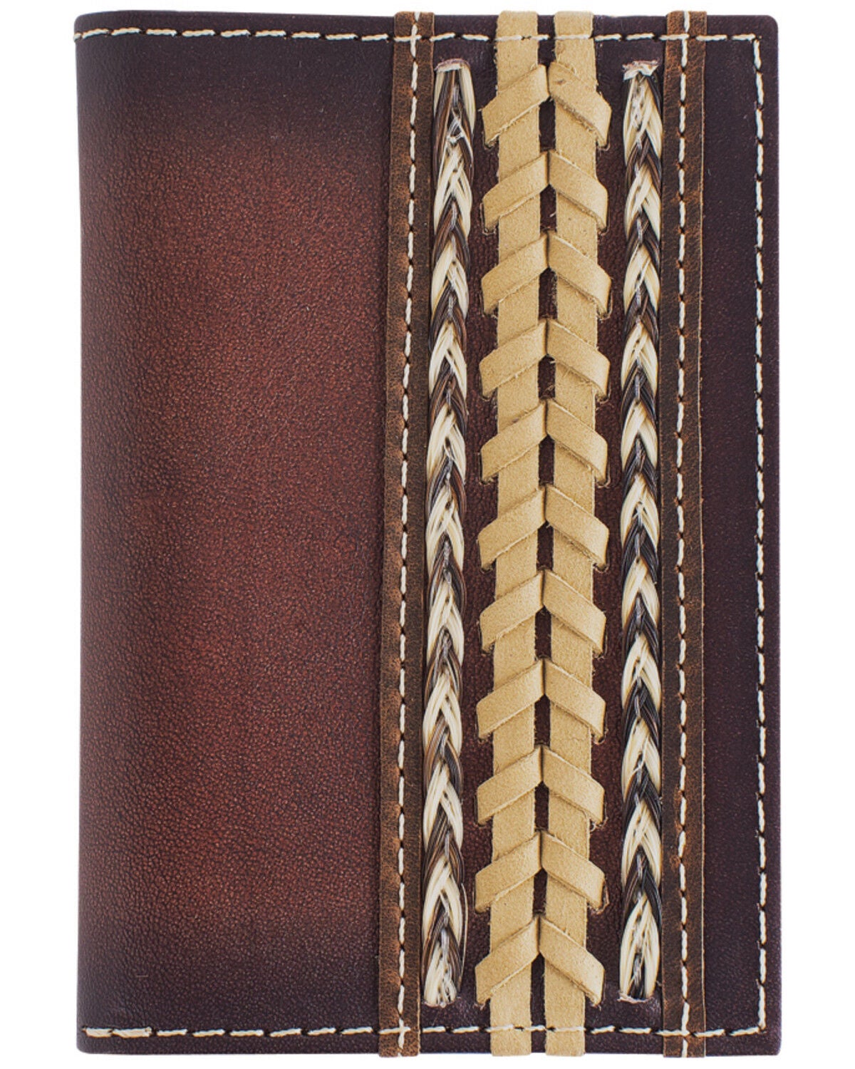 Cody James Men's Braided Horsehair Leather Bifold Wallet, Brown, hi-res