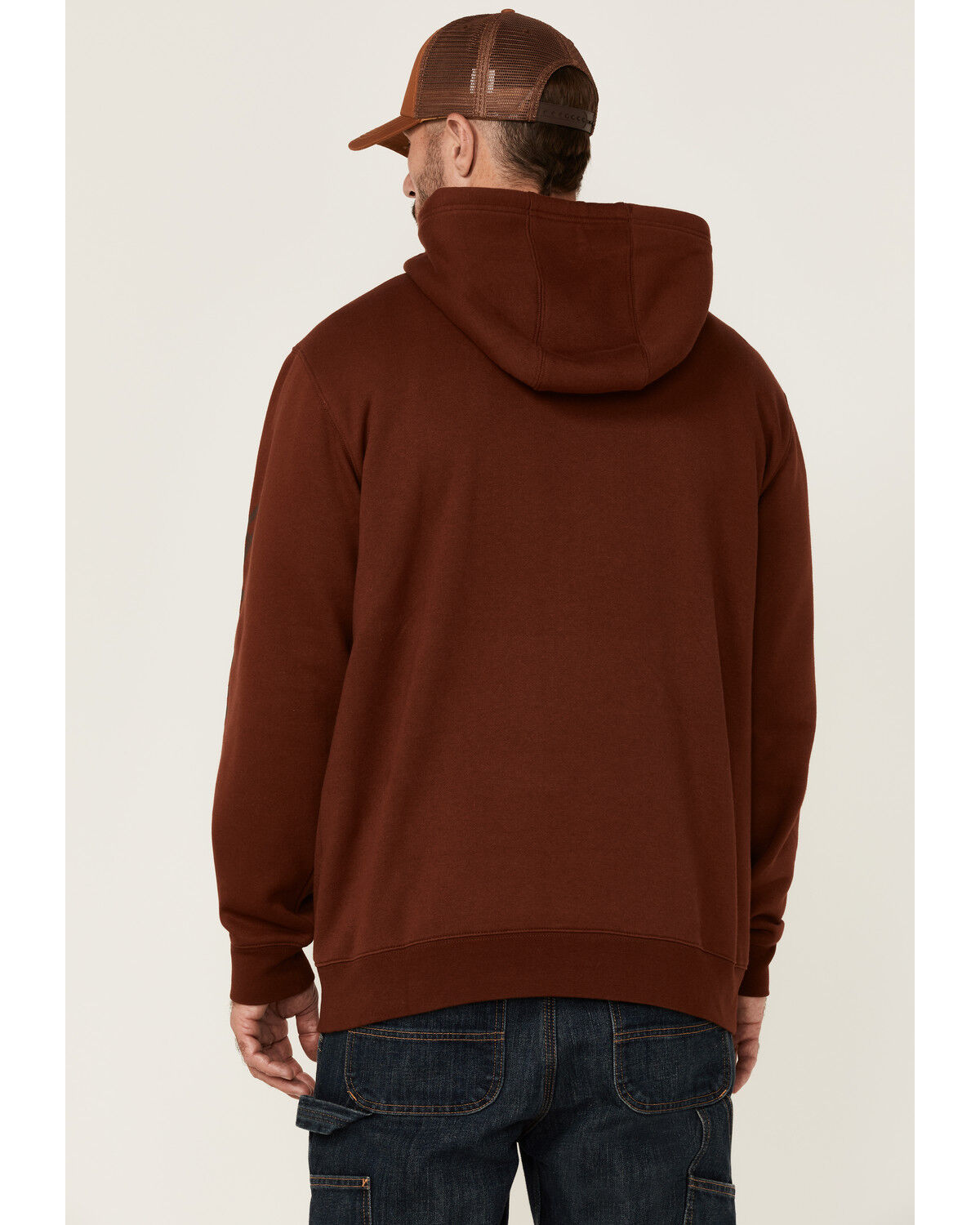 Image #4 - Hawx Men's Primo Logo Graphic Fleece Hooded Work Sweatshirt, Wine, hi-res