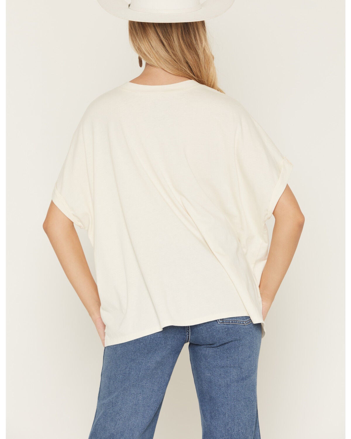 Image #4 - Blended Women's Studded Poncho Tee, White, hi-res