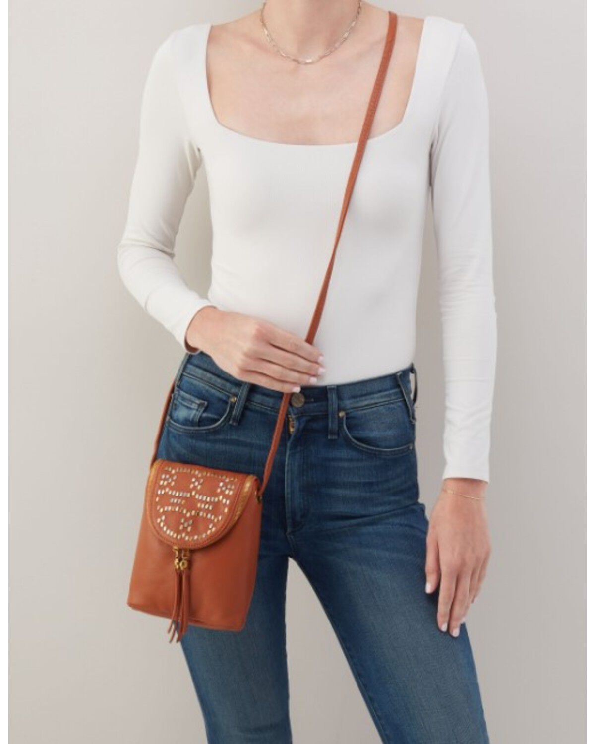 Image #4 - Hobo Women's Fern Studded Crossbody Bag, Brown, hi-res