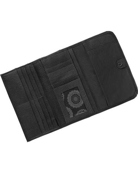 Image #2 - American West Women's Tri-Fold Wallet with Snap Closure, Black, hi-res