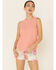 PJ Salvage Women's Coral Hi-Neck Ribbed Tank Top , Oatmeal, hi-res