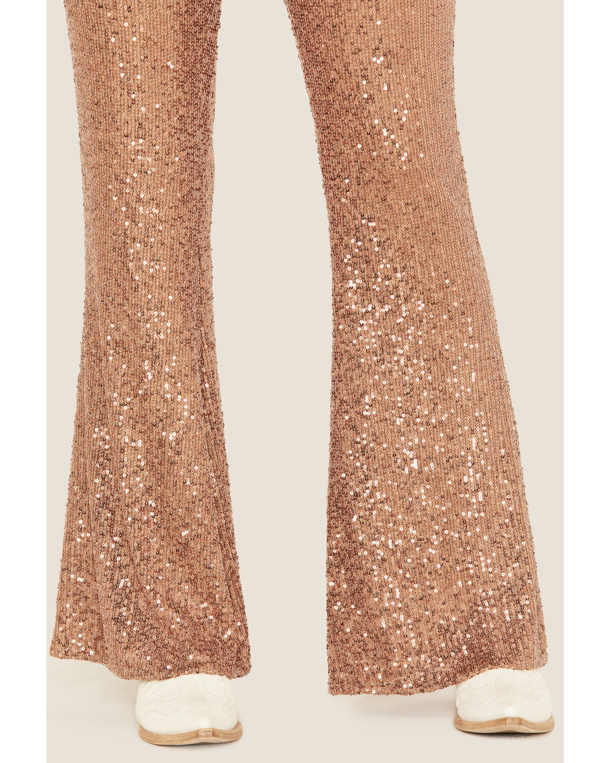 Image #2 - Sadie & Sage Women's Inferno Sequin Flare Pants, Sand, hi-res