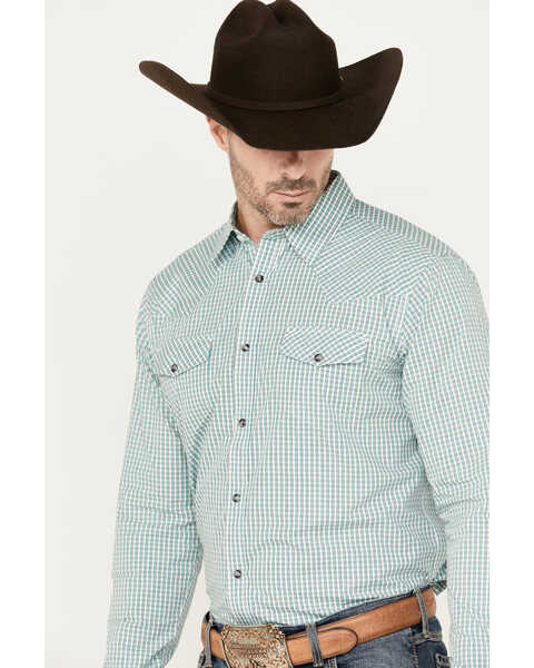 Image #2 - Gibson Trading Co. Men's Grand Stand Plaid Print Long Sleeve Western Snap Shirt, White, hi-res