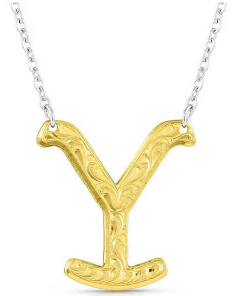 Montana Silversmiths Women's The Y Yellowstone Brand Necklace, Gold, hi-res