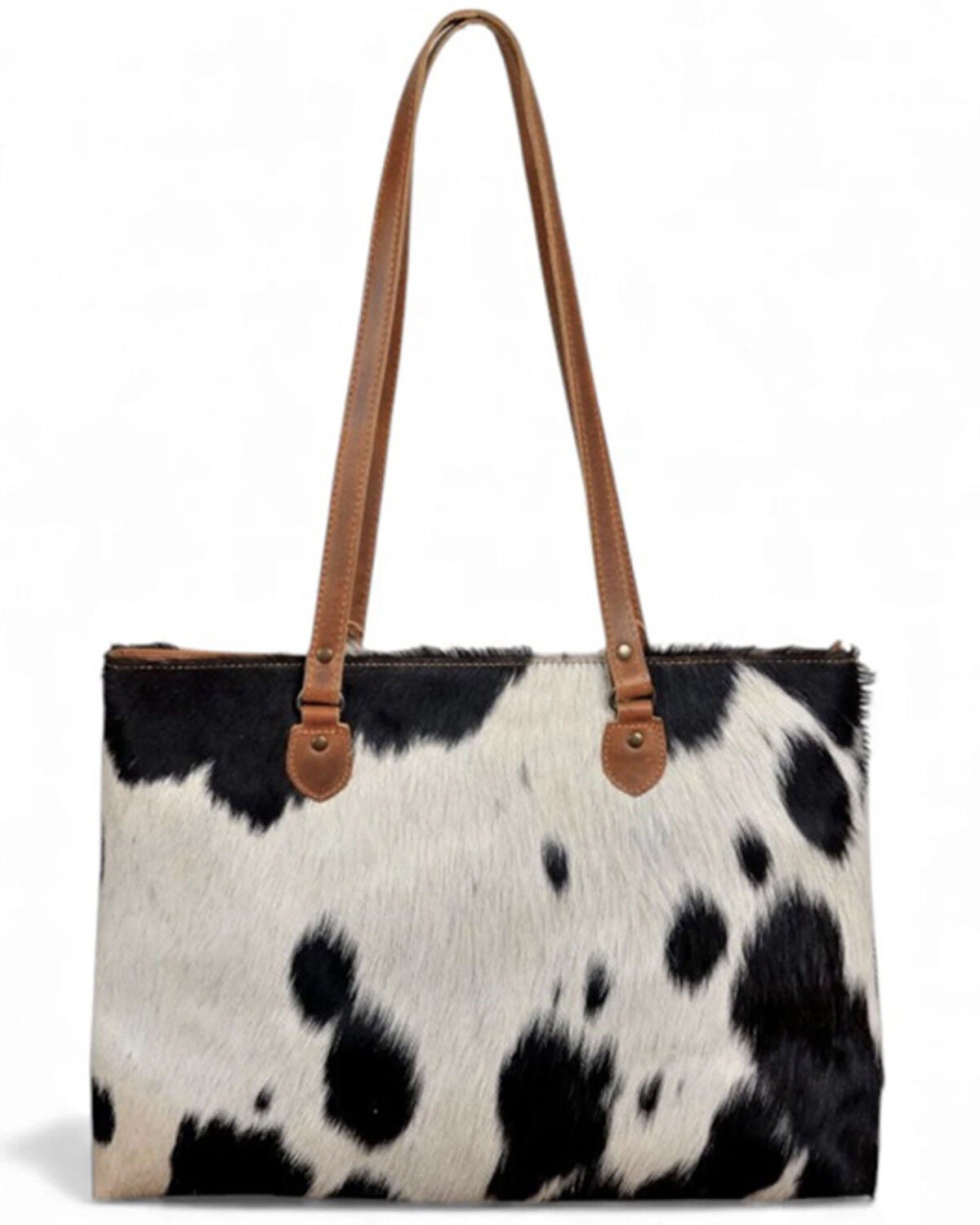 Image #1 - Ranch Junkie Women's Highlands Genuine Cowhide Large Tote, Black/white, hi-res