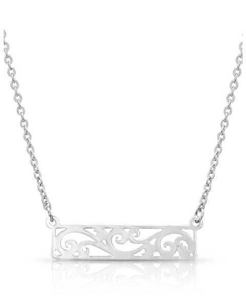 Image #2 - Montana Silversmiths Women's Bar None Scroll Necklace, Silver, hi-res