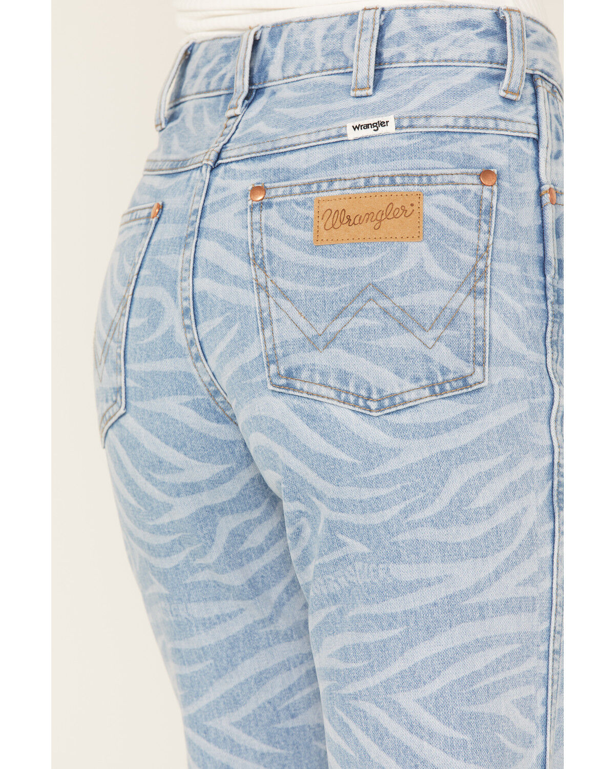 Image #4 - Wrangler Women's Meow Laser Tiger Print Wanderer Flare Jeans, Blue, hi-res