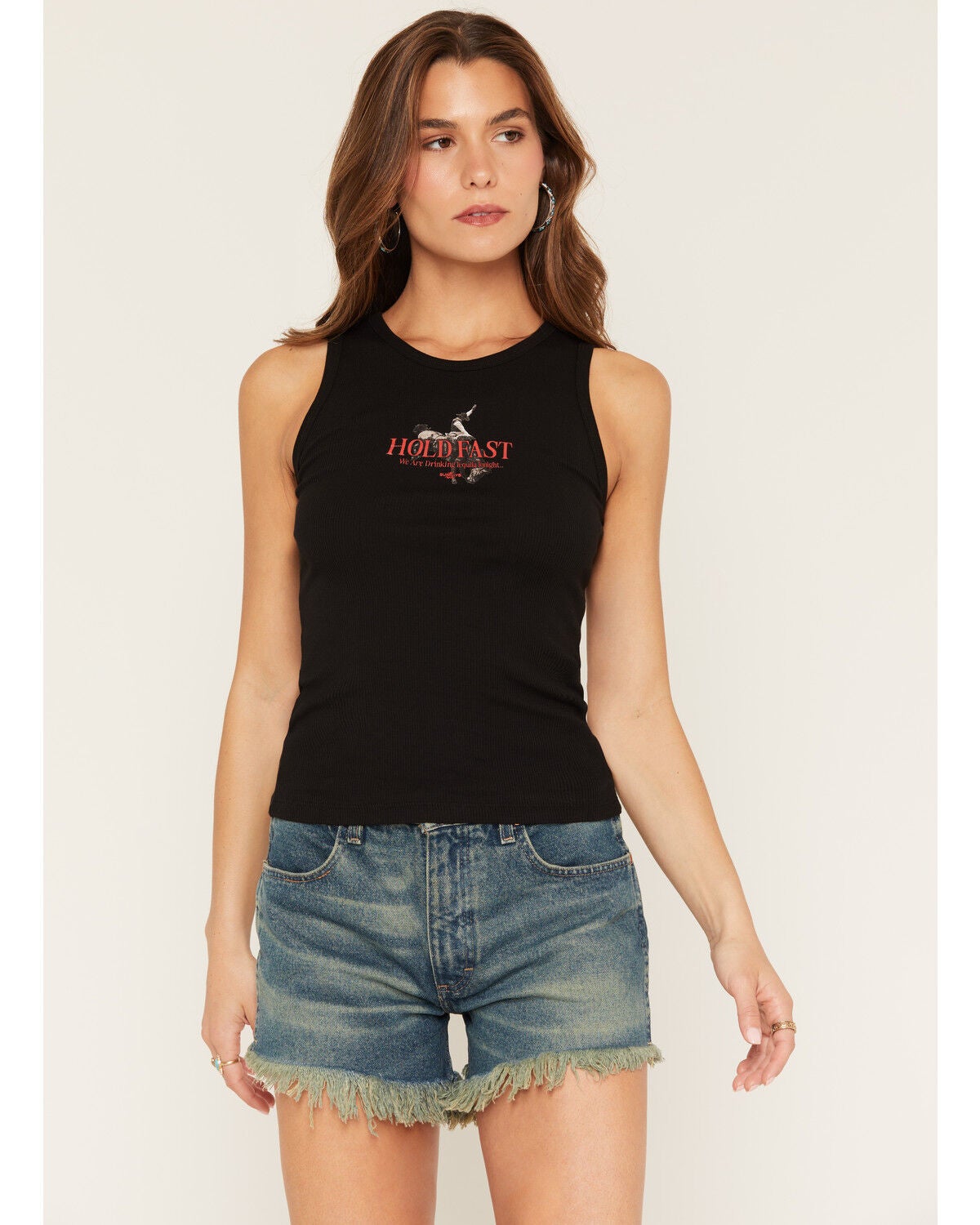 Image #1 - Los Sundays Women's Bronco Tequila Graphic Tank Top, Black, hi-res