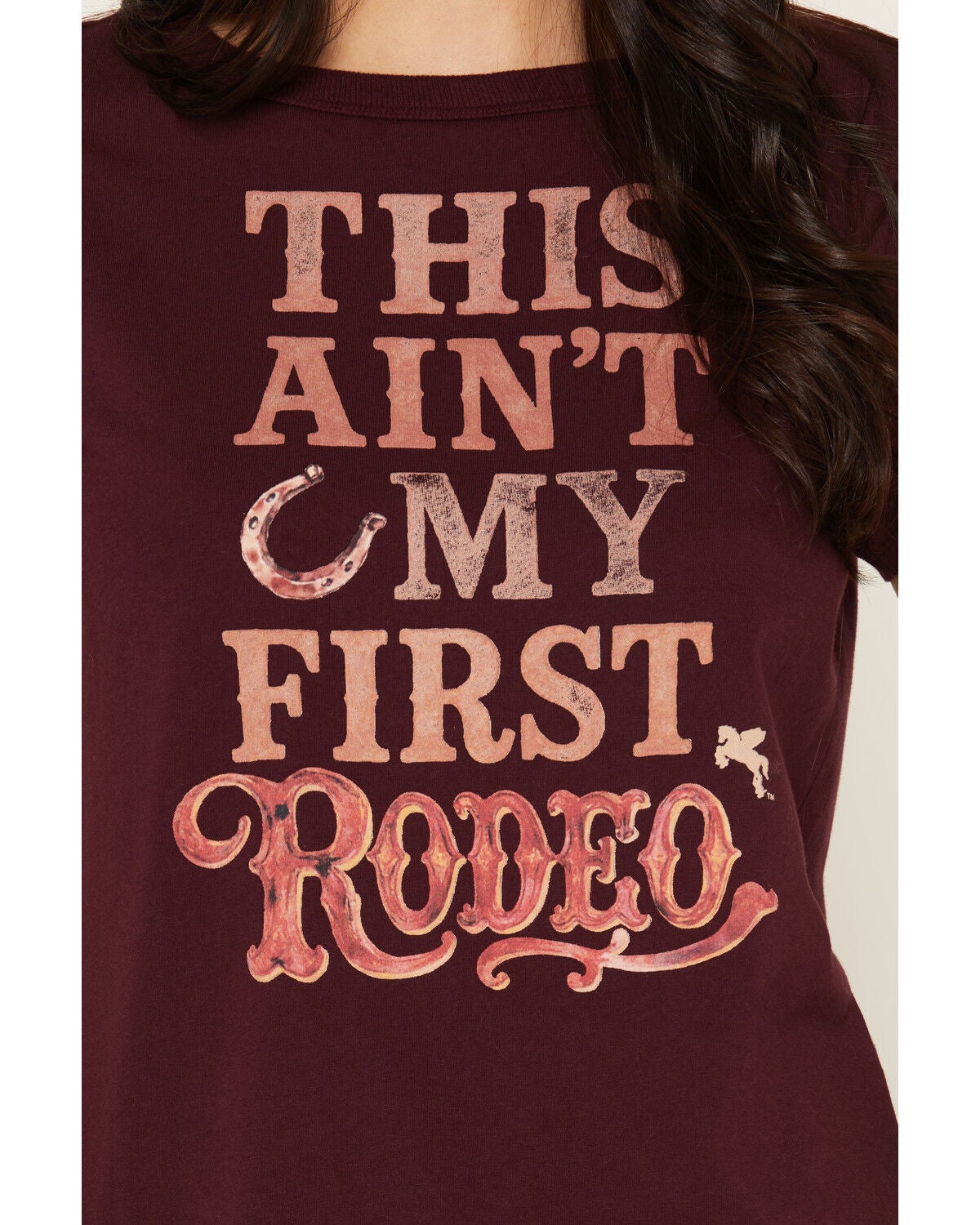 Image #3 - Idyllwind Women's This Ain't My First Rodeo Short Sleeve Graphic Tee, Wine, hi-res