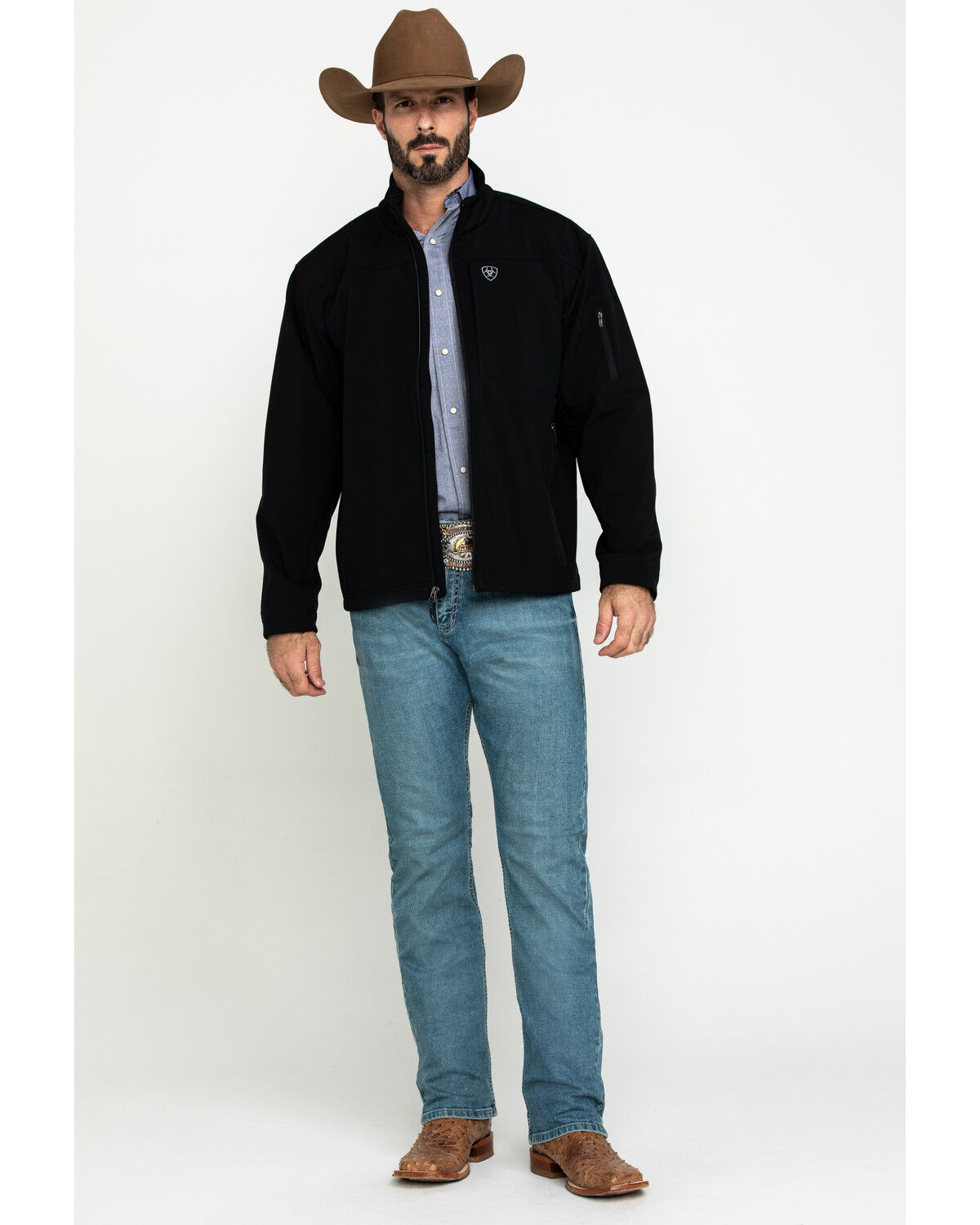 ariat men's black vernon softshell logo vest