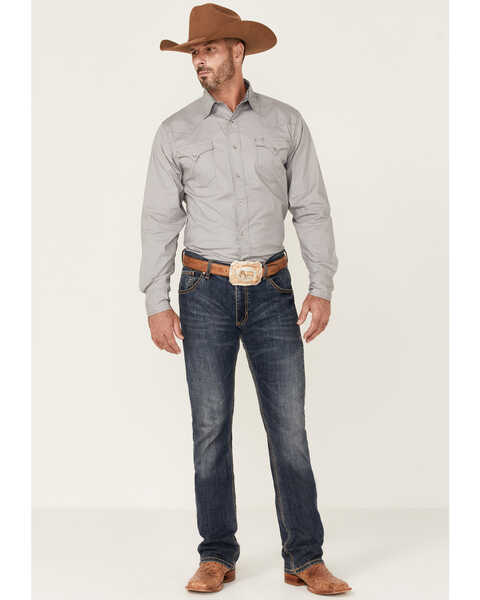 Image #2 - Tin Haul Men's Solid Poplin Gray Long Sleeve Western Shirt , Grey, hi-res