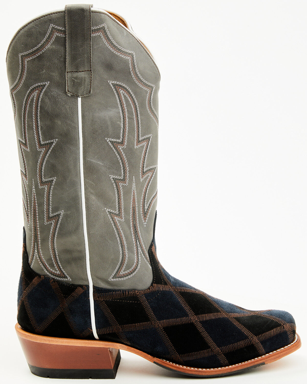 Image #2 - Horse Power Men's Patchwork Suede Western Boots - Square Toe, Black, hi-res