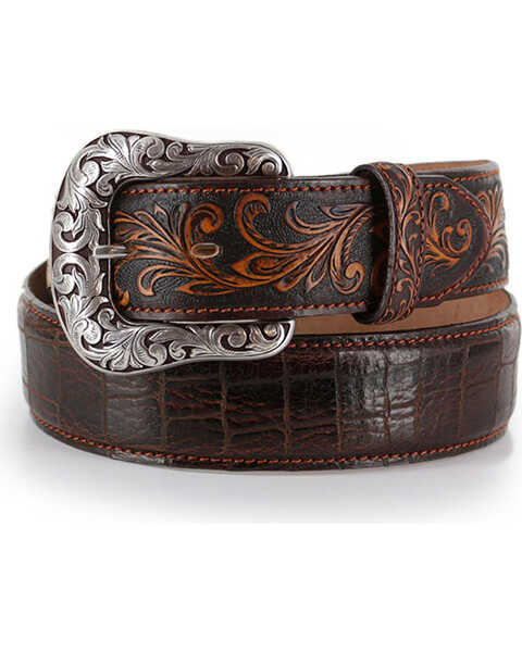 Tony Lama Men's Brown Pinto Classic Leather Belt , Brown, hi-res