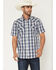 Image #1 - Moonshine Spirit&reg; Men's Desert Willow Plaid Print Short Sleeve Pearl Snap Western Shirt, Blue, hi-res