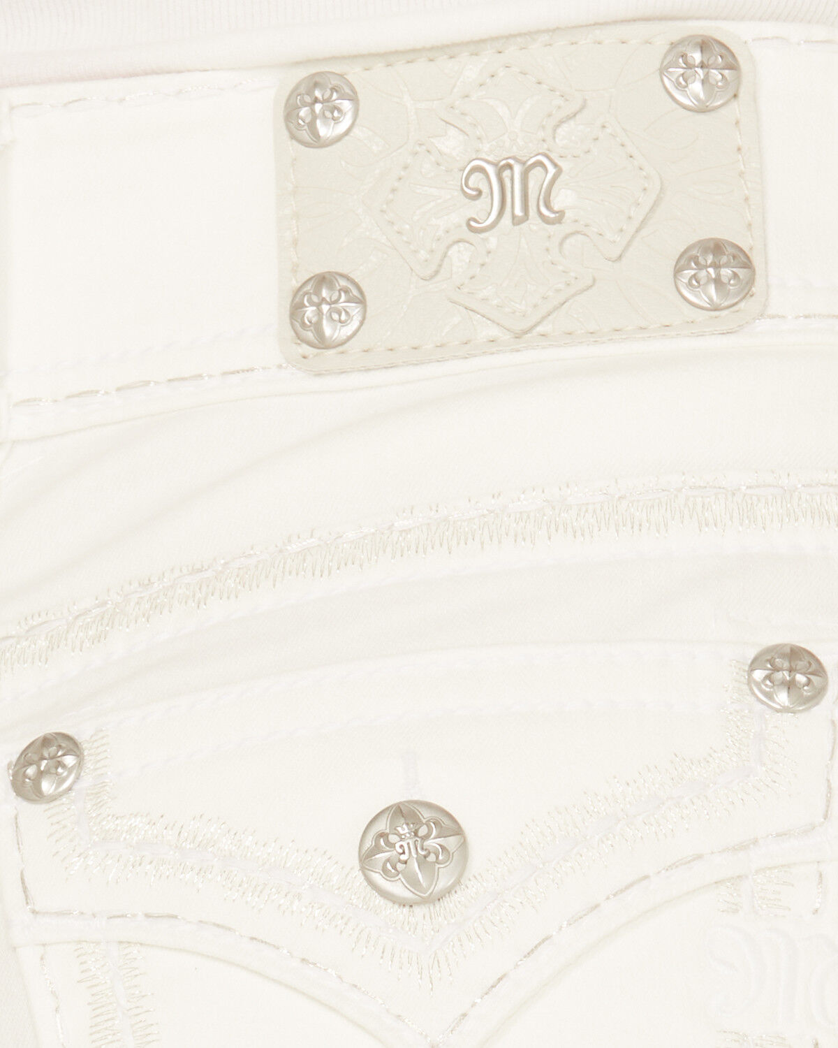 Image #4 - Miss Me Women's High Rise Border Stitch Bootcut Stretch Denim Jeans, White, hi-res