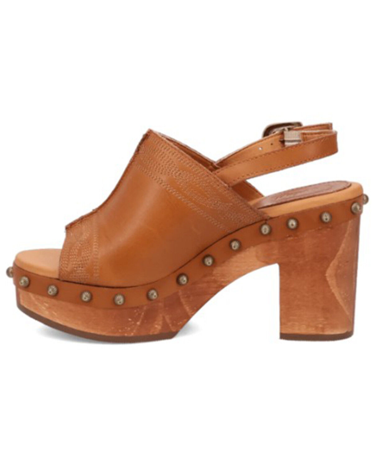 Image #3 - Dingo Women's Clover Wooden Sandals, Tan, hi-res