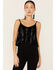 Image #1 - Saints & Hearts Women's Southwestern Velvet Cami Top, Black, hi-res