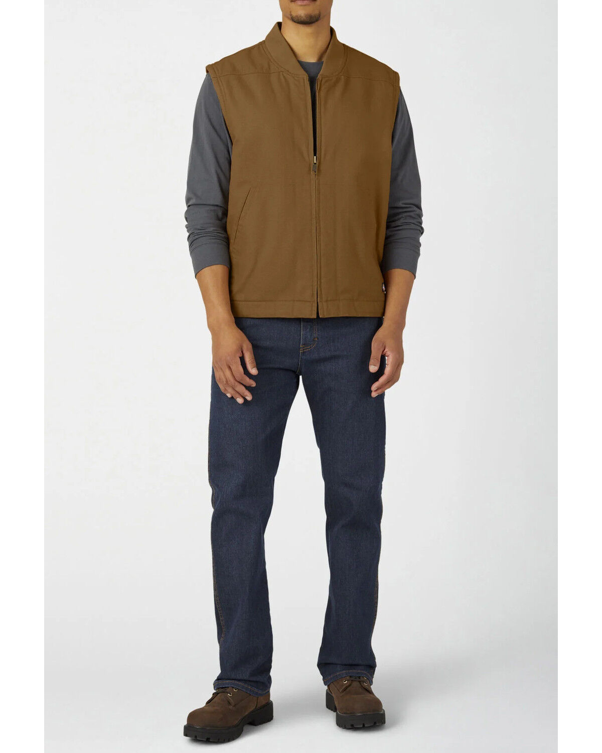 Image #3 - Dickies Men's Rinsed Brown Brushed Sherpa Duck Work Vest, Brown, hi-res