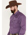 Image #2 - Resistol Men's Pinstripe Print Long Sleeve Button Down Western Shirt, Purple, hi-res