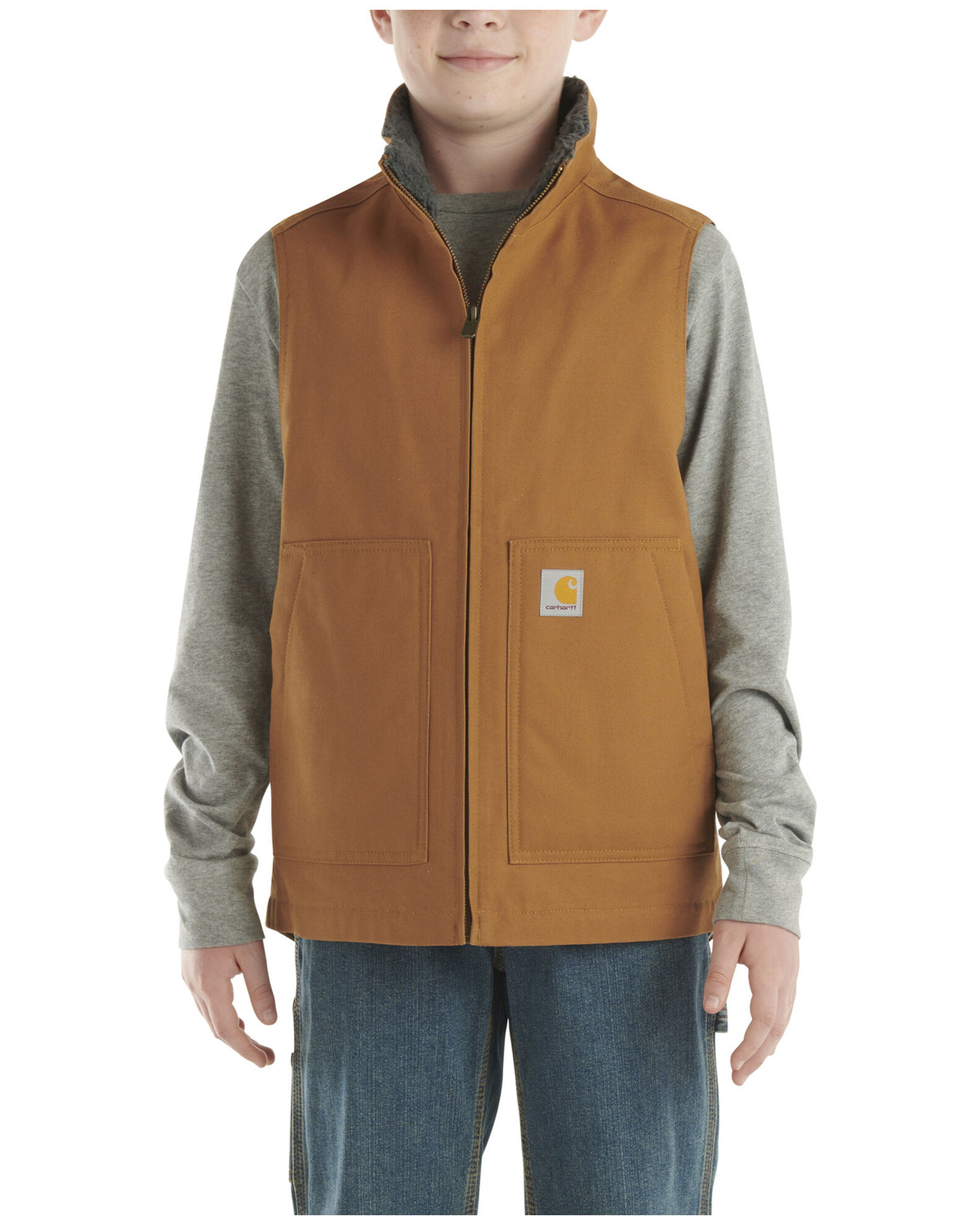 Carhartt Little Boys Canvas Sherpa Lined Vest Country Outfitter