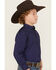 Image #3 - Panhandle Boys' Solid Long Sleeve Button-Down Stretch Western Shirt, Blue, hi-res