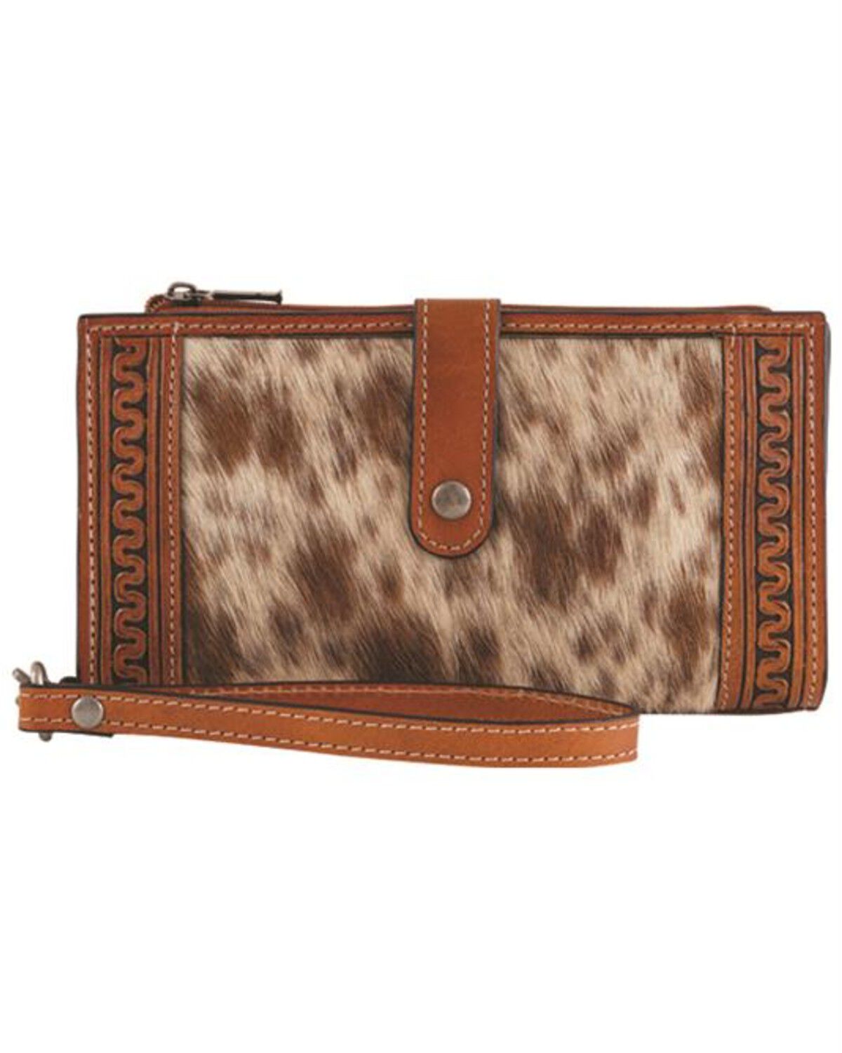 Image #1 - Justin Women's Serpentine Hairon Wristlet Wallet, Brown, hi-res