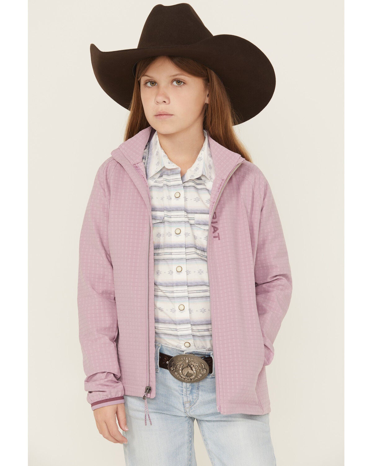 Ariat Girls' Solid Softshell Jacket, Lavender, hi-res