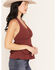 Image #2 - Originality Women's Sleeveless Front Twist Halter Top, Wine, hi-res