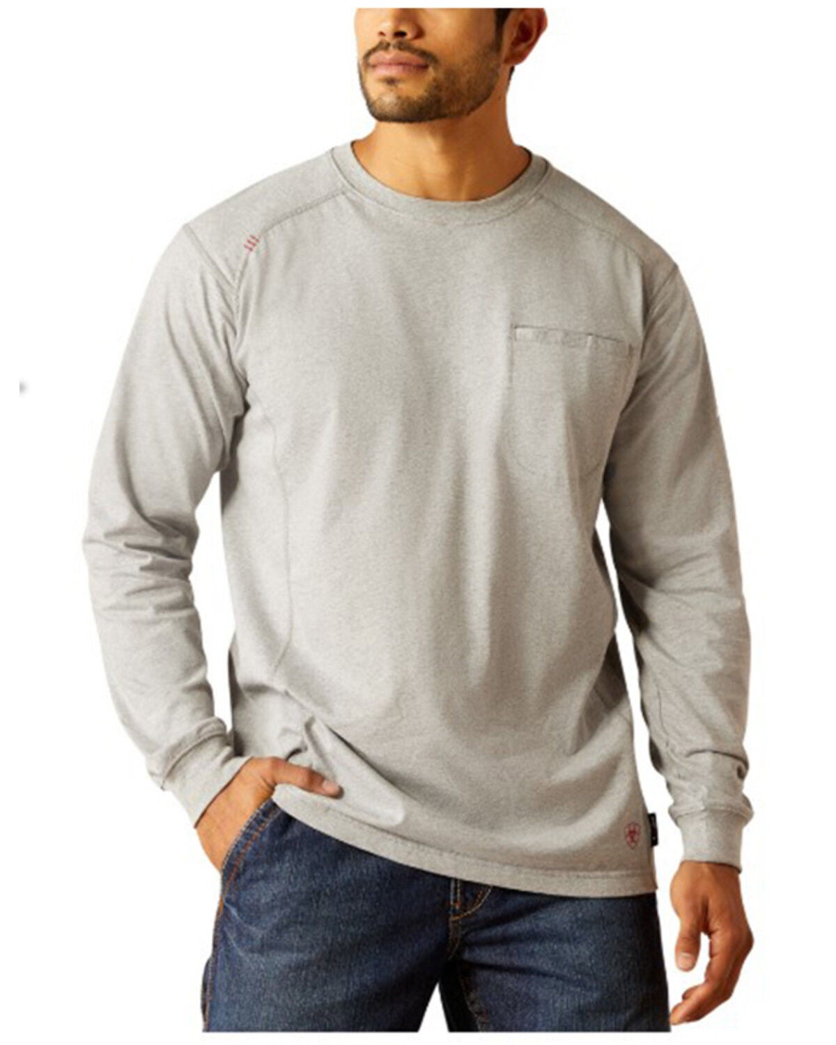 Image #2 - Ariat Men's FR Air Deco Long Sleeve Graphic T-Shirt, Grey, hi-res