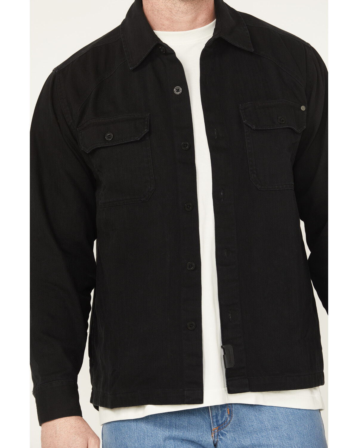 Image #3 - Thorogood Men's Stonewashed Herringbone Shirt Jacket, Black, hi-res