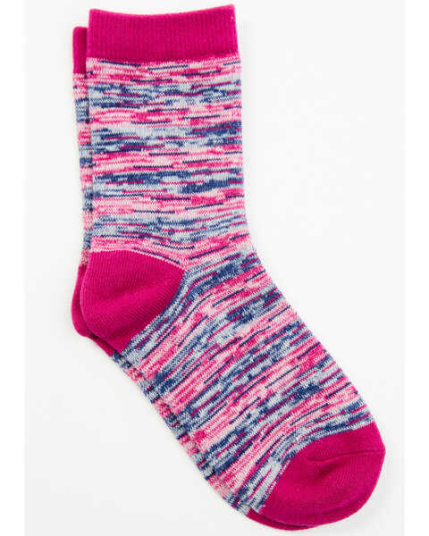 Shyanne Girls' Fuchsia Marled Crew Socks, Multi, hi-res