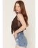 Image #2 - Azalea Wang Women's Reeceann Faux Leather Studded Fringe Cropped Vest, Brown, hi-res