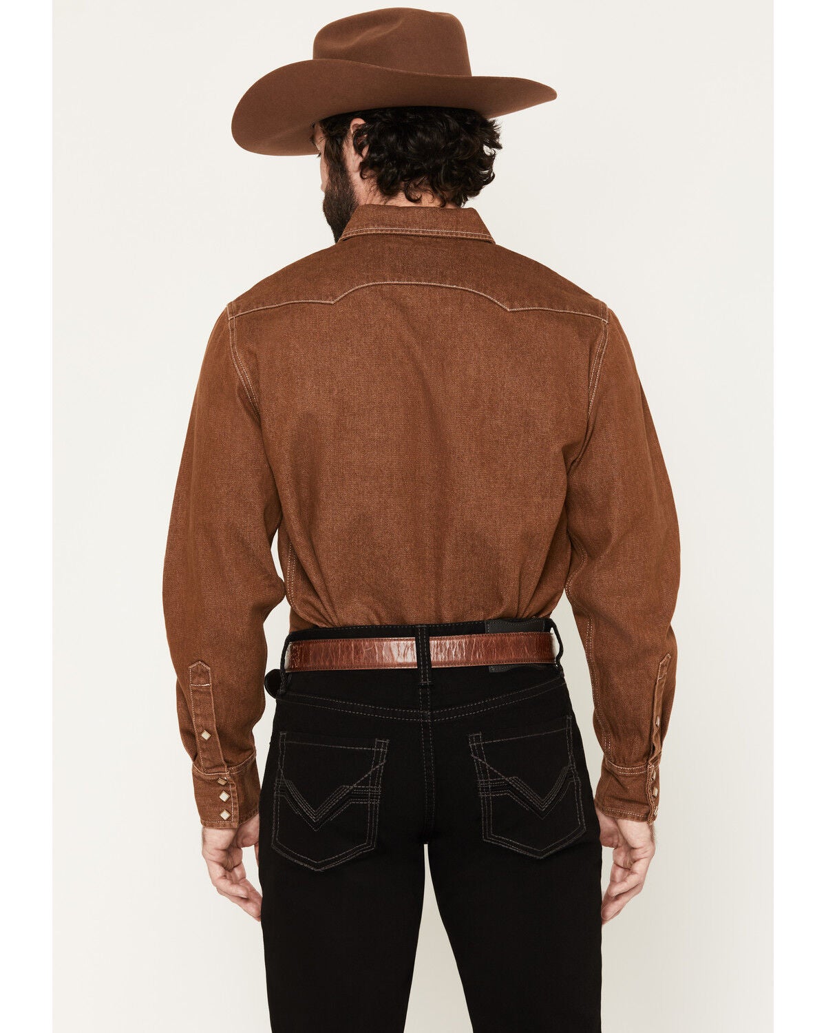 Image #4 - Kimes Ranch Men's Roscoe Denim Long Sleeve Snap Western Shirt, Brown, hi-res