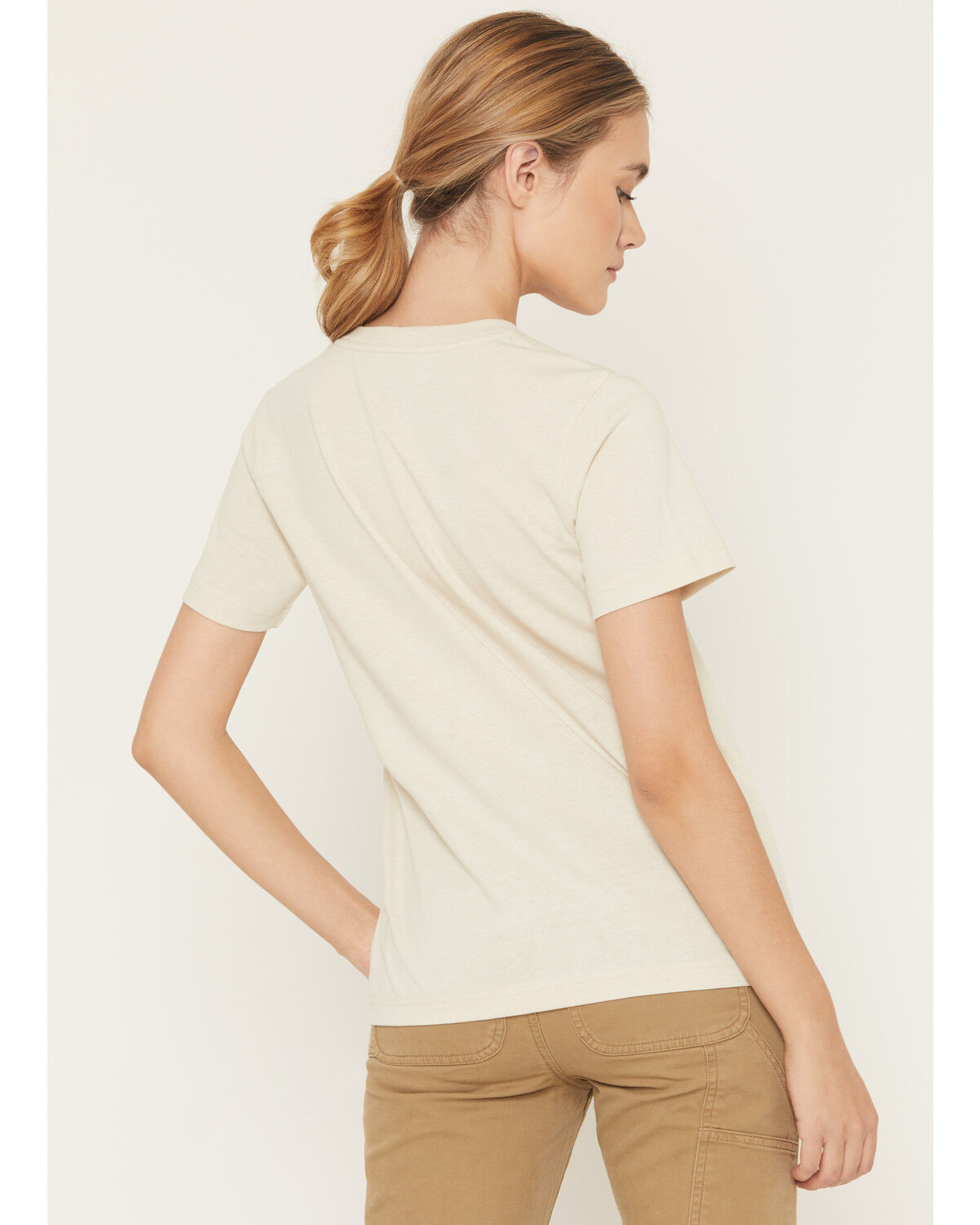 Image #4 - Carhartt Women's Relaxed Fit Lightweight Short Sleeve Pocket Tee, Cream, hi-res