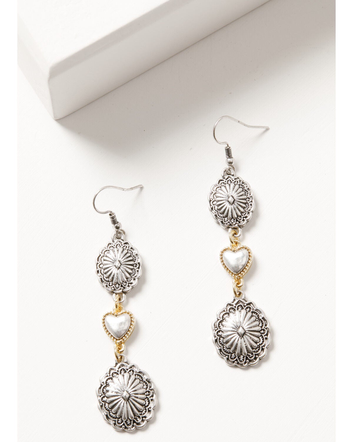 Image #1 - Shyanne Women's Western Muse Mixed Heart Concho Dangle Earrings, Gold, hi-res