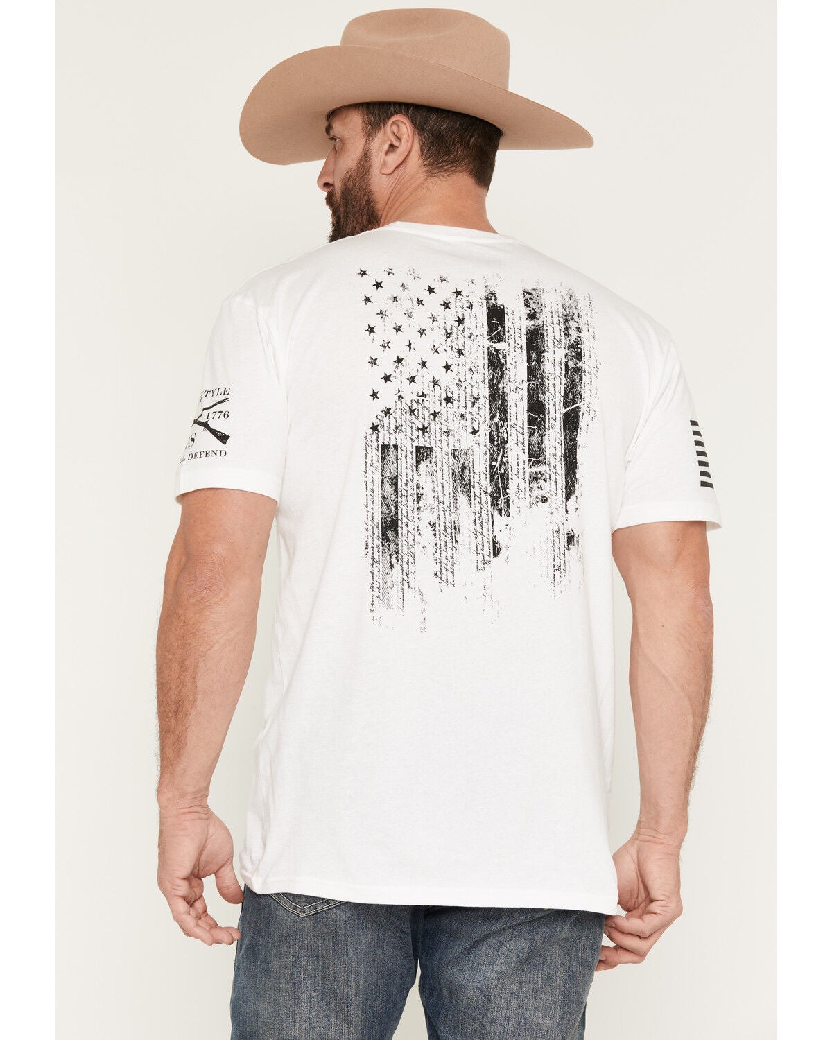 Grunt Style Men's 1776 Flag Short Sleeve Graphic T-Shirt, White, hi-res