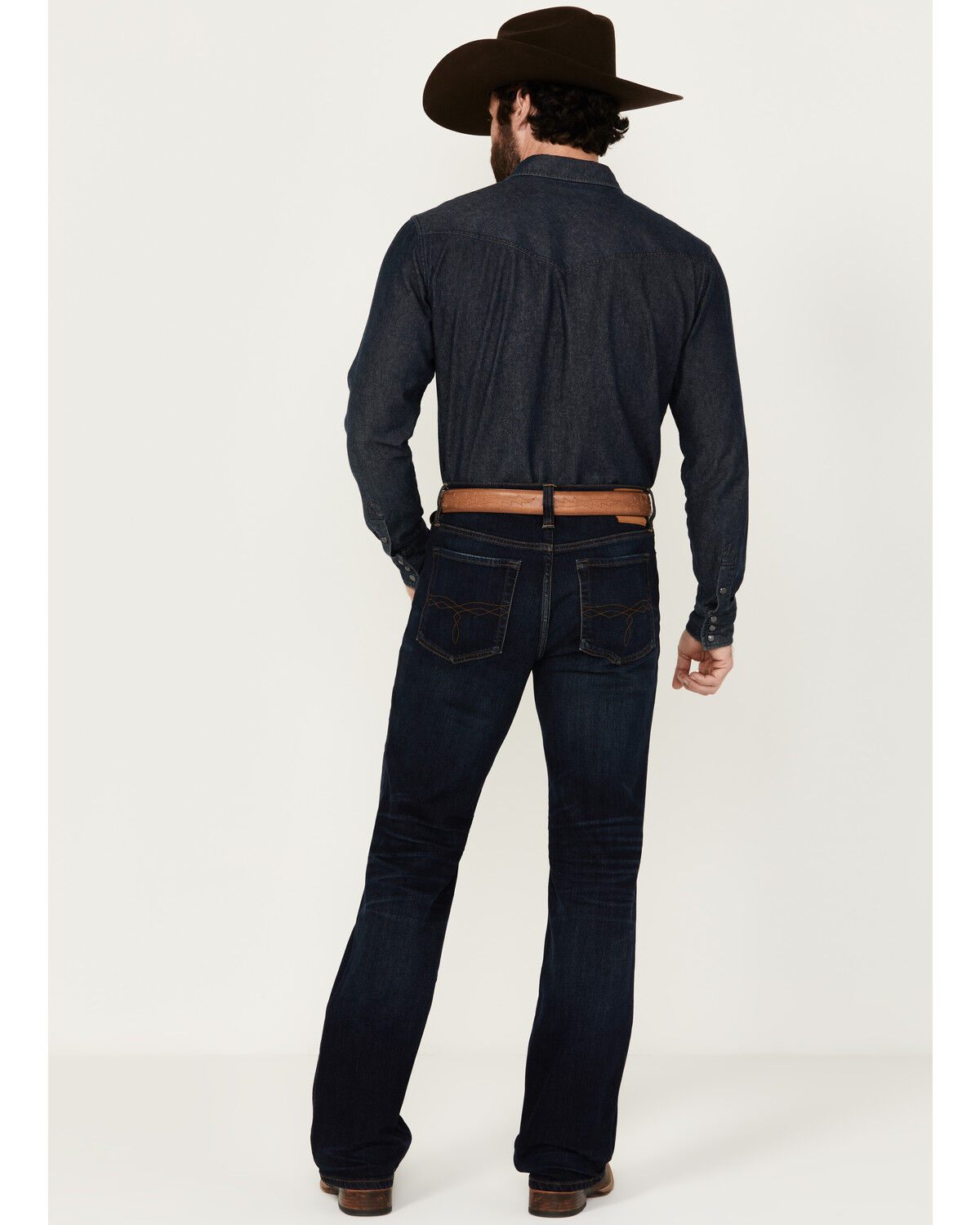 Image #3 - Blue Ranchwear Men's Jethro Slim Bootcut Stretch Denim Jeans, Dark Wash, hi-res