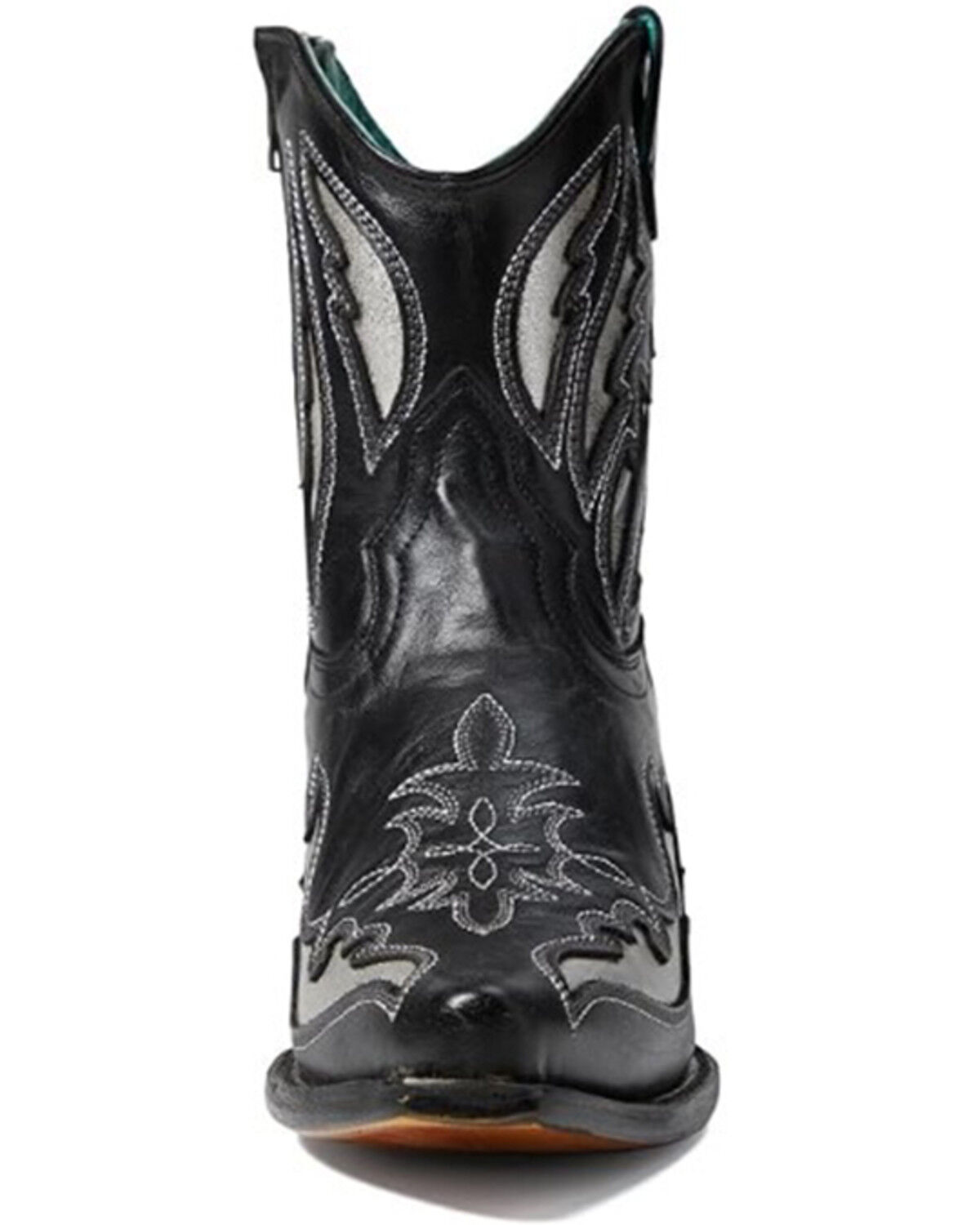Image #3 - Corral Women's Inlay And Embroidered Booties - Snip Toe, Black, hi-res
