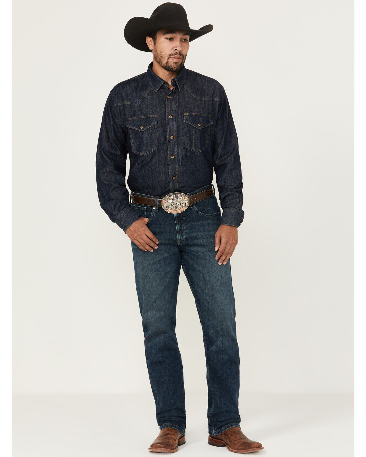 Image #1 - Wrangler 20X Men's Macon Medium Wash Slim Straight Stretch Denim Jeans - Tall, Medium Wash, hi-res