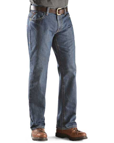 Image #4 - Ariat Men's FR M4 Medium Wash Relaxed Basic Bootcut Jeans, Denim, hi-res